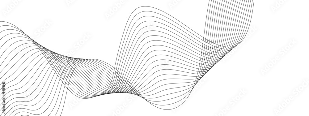 Wall mural abstract wavy grey stream element for design on transparent background isolated. wavy white and grey