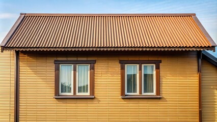 Obraz premium House with plastic windows and brown corrugated sheet roof
