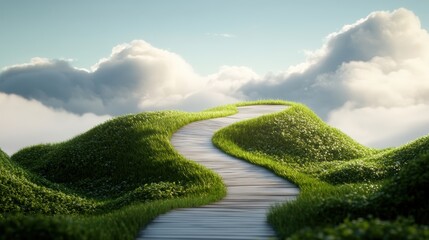 A path that winds through a landscape where the laws of physics seem to bend and twist, creating an illusion of impossible angles and perspectives.