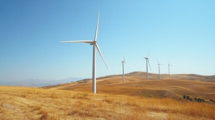 clean energy wind turbines in a pollution-free landscape, symbolizing the importance of cleanliness in energy production