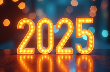 Modern number 2025 happy new year. Premium design for new year celebration.
