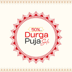 Durga Puja Border, Arch, Frame, Background Advertisement Design for Durga Puja Offer, Sale, Discount, Tags Design
