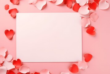 Pink & Red Rose Petals with Blank Card