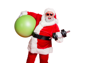 Full length body size view of his he cheerful glad cheery funky fat overweight plump gray-haired bearded man making exercise crossfit athlete isolated over bright vivid shine red background