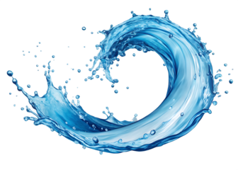 Blue Water splash on transparent background