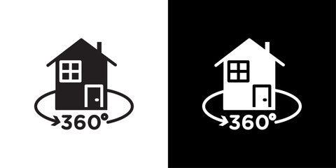 360 degree house icon Isolated flat vector in outline