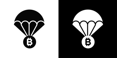 Bitcoin airdrop icon Isolated flat vector in outline