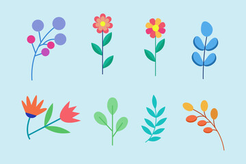 Lovely floral element collection with flat design