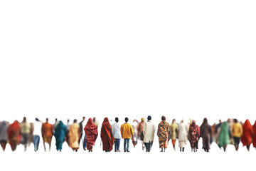 Naklejka premium Candid crowds in colorful attire, blurred background transparent background