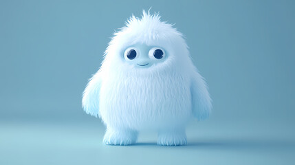 Isolated cartoon yeti on flat background, snow man with generative ai, fantasy yeti, cute 3d cartoon yeti. Yeti. Illustration