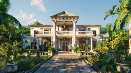 Fototapeta premium Luxury Mansion in Tropical Paradise