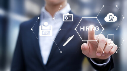 person pushing a hiring button, we are hiring, job opportuinty, job recruitment, HR, join our team