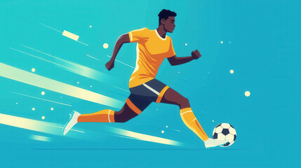 Obraz premium Dynamic movement of a human figure, flat design, front view, sports theme, animation, vivid