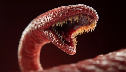 Fototapeta premium Discover a unique burgundy realm through the eyes of a worm
