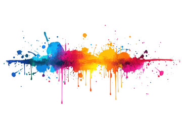 Colorful splashes vibrant paint, isolated. transparent background