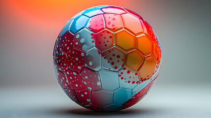Fototapeta premium Colorful Abstract 3D Soccer Ball with Polka Dots