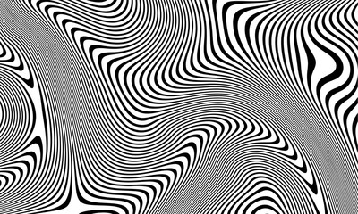 Abstract Black and White Curved Stripes, Digital Art , Black and White , Stripes , Abstract Vector Background