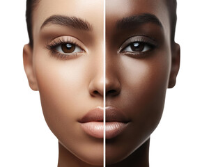 Diverse faces showcasing beauty and uniqueness. transparent background