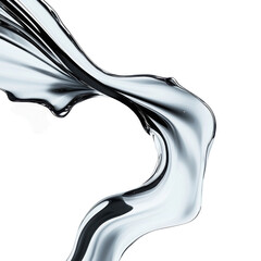 Fluid silver design, white isolate background transparent background
