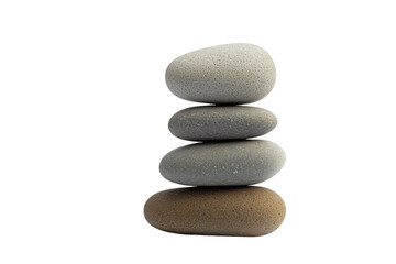 Fototapeta premium Stacked smooth stones on a white background transparent background