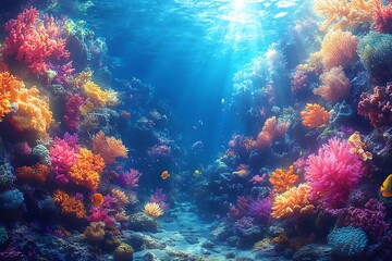 Naklejka premium Colorful Coral Reef Ecosystem An underwater scene
