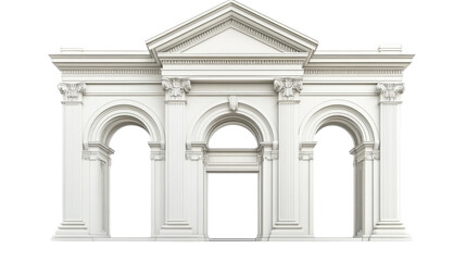 Fototapeta premium White architectural facade, isolated background transparent background