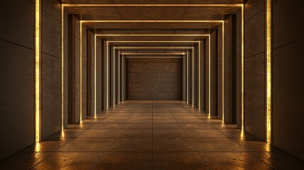 Obraz premium A long, narrow room with a lot of light shining on the walls. The room is empty and has a very modern and industrial feel to it