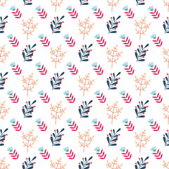 Winter Blooms and Festive Seamless Vector Pattern Design