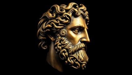 Obraz premium Bronze Sculpture of a Man's Head with Intricate Detail