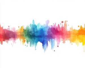 Colorful abstract sound wave, white isolate background