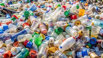 Fototapeta premium Huge pile of plastic bottles is polluting the environment