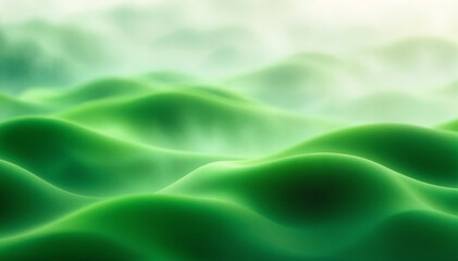Obraz premium Flowing green waves with a minimalist abstract design. with soft light