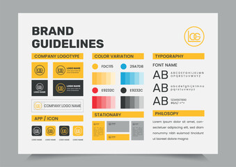 Brand Guidelines Poster Layout Set, Simple style and modern Brand Guidelines, Brand identity Template.