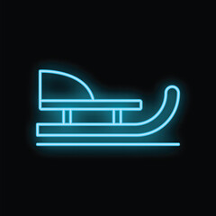 Blue neon sign depicting a winter sleigh, perfect for festive designs
