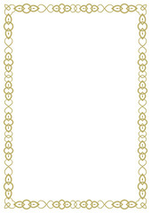 Vintage style frame in A4 format. Elegant golden ornament. Version 8. Vector illustration