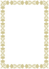 Vintage style frame in A4 format. Elegant golden ornament. Version 3. Vector illustration