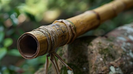 Close-Up of a Knotted Bamboo Stem in a Lush Forest