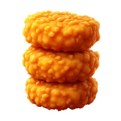 3 Chicken Nuggets On White Transparent Background