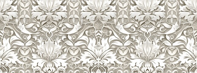 Art Nouveau Carved Silver Seamless Pattern