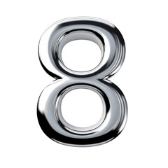 Number 8 High gloss metallic silver stainless steel TRANSPARENT PNG 
