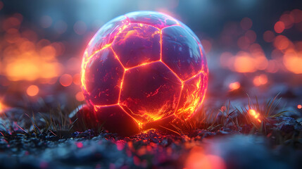 Fiery Soccer Ball 3D Illustration