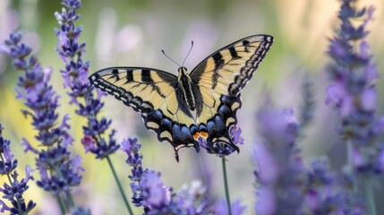 Obraz premium Butterfly on Lavender Flowers