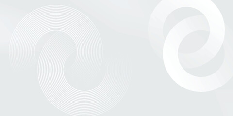 Abstract white glowing geometric lines on gray background. Modern shiny blue circle lines pattern. Futuristic technology concept. Suit for cover, poster,