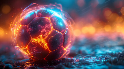 3D Illustration of a Glowing Sphere with Hexagon Pattern