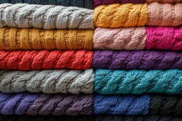 Stacked Knitted Fabric in Various Colors
