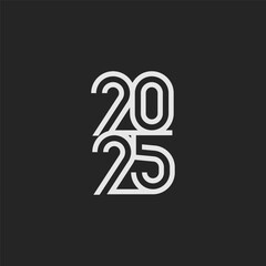 2025 typography logo design concept. 2025 number design for New Year. Sign for flyer, postcard, poster or banner. 