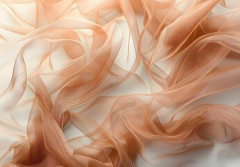 Obraz premium Delicate Peach Brown Tulle Fabric Texture