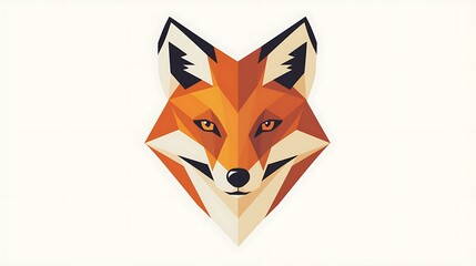 Minimal Geometric Fox Head Logo Design on White Background - Vector Illustration
