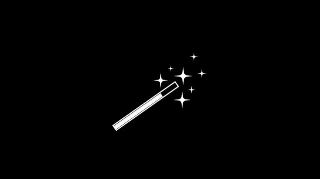 Magic wand icon animation ,magic wand concept on solid background