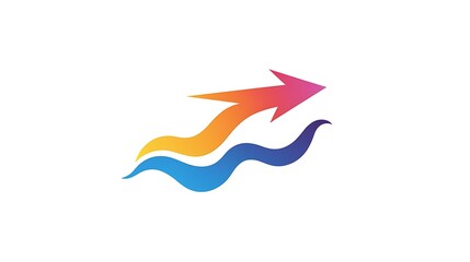Power of Nature - Logo Design with Lightning Bolt Merging into River on White Background in Vector Style